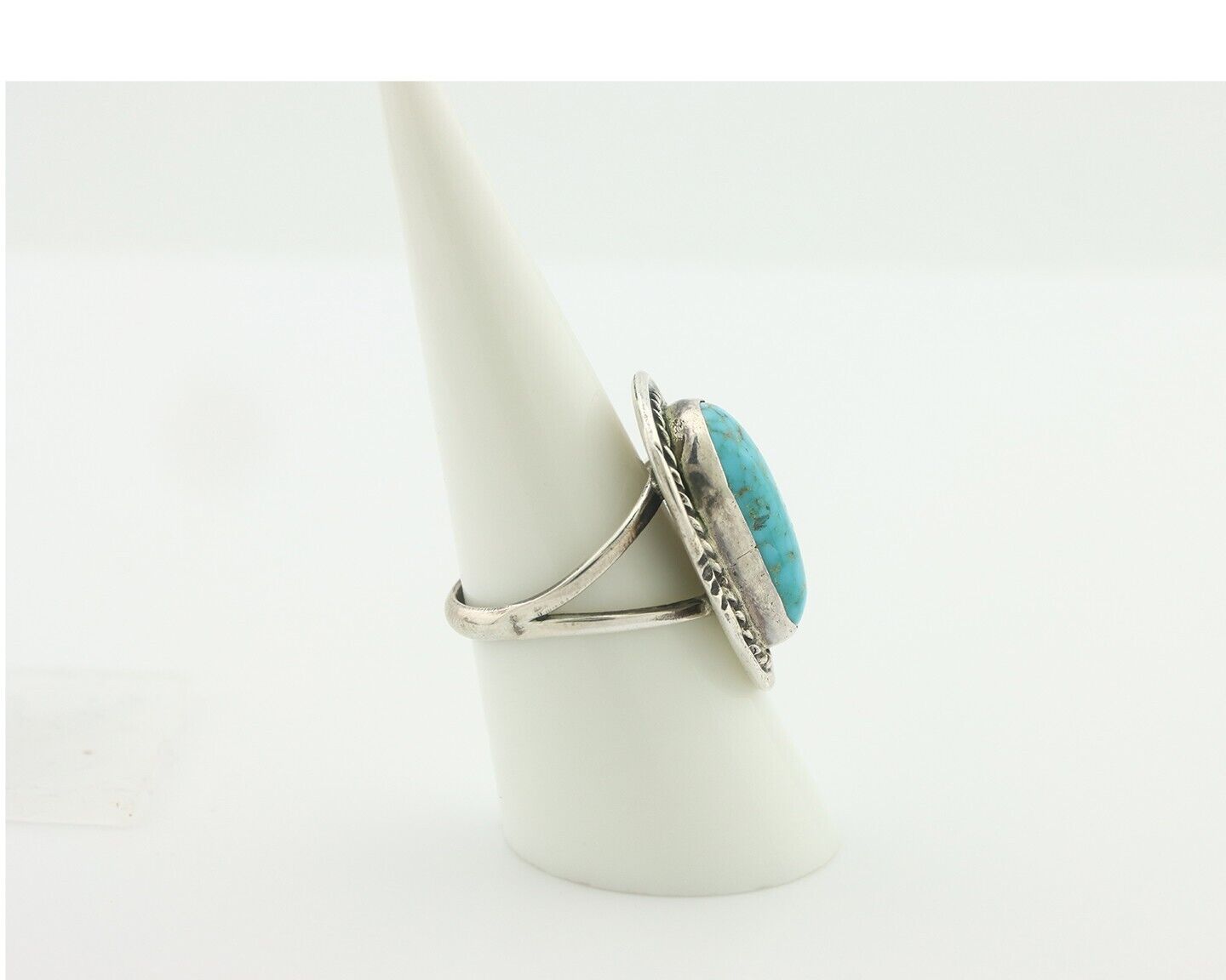 Navajo Ring .925 Silver Natural Blue Turquoise Native American Artist C.80's