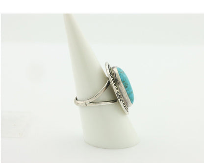 Navajo Ring .925 Silver Natural Blue Turquoise Native American Artist C.80's