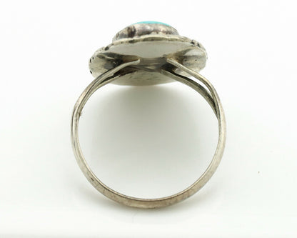 Navajo Ring .925 Silver Kingman Turquoise Native American Artist C.1980's