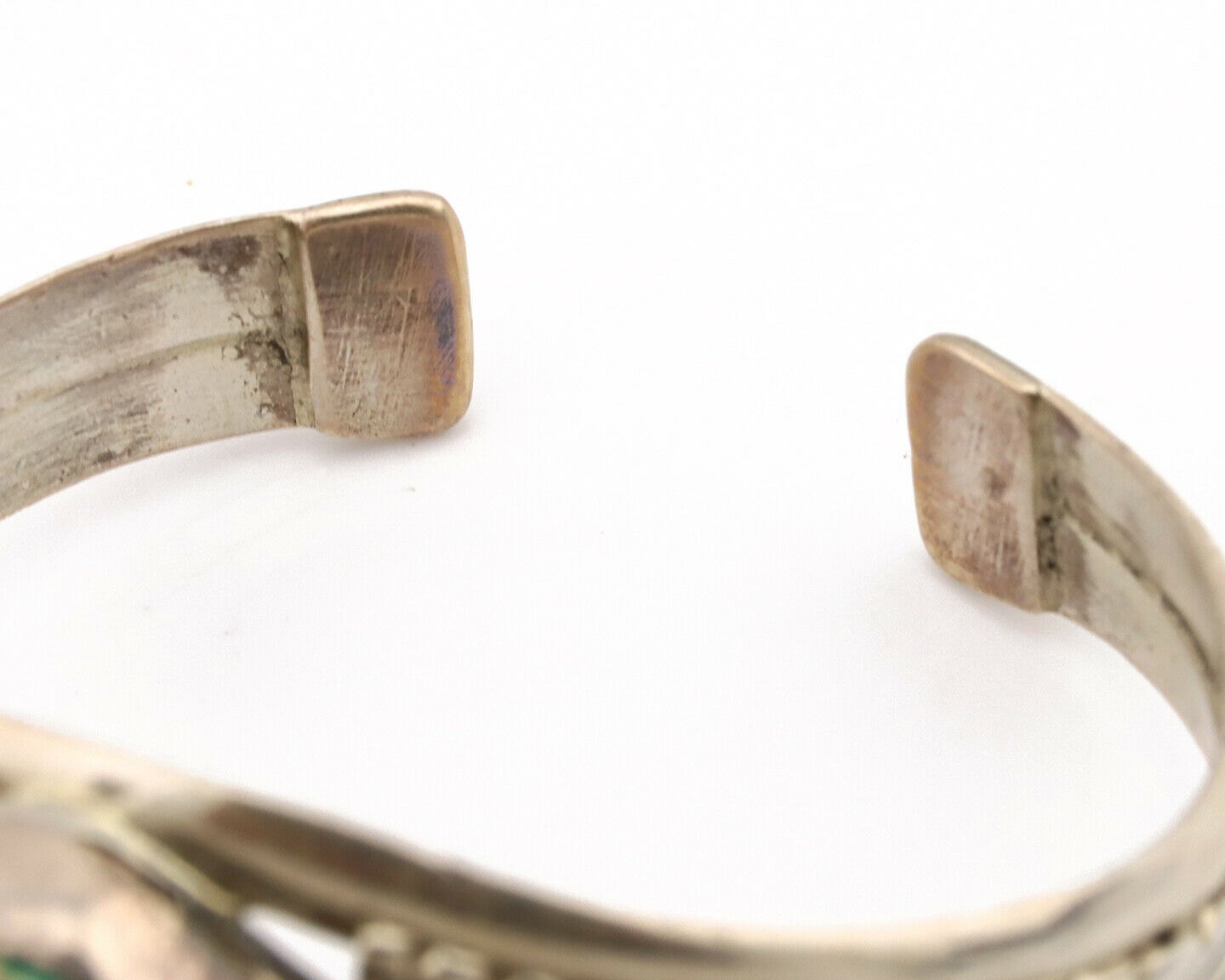 Navajo Cuff Bracelet .925 Silver Blue Green Turquoise Signed Tom Willeto C.80's