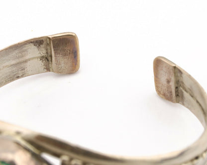 Navajo Cuff Bracelet .925 Silver Blue Green Turquoise Signed Tom Willeto C.80's