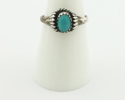 Navajo Handmade Ring .925 Silver Blue Gem Turquoise Native Artist C.80's