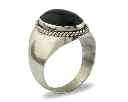 Navajo Ring .925 Silver Handmade Black Onyx Native American Artist C.80's