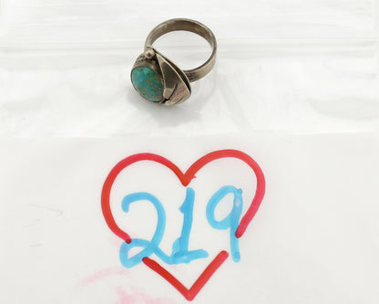 Navajo Ring .925 Silver Kingman Turquoise Native American Artist C.1980's