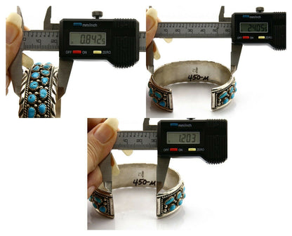 Navajo Bracelet .925 Silver Sleeping Beauty Turquoise Artist Signed IC C.80's