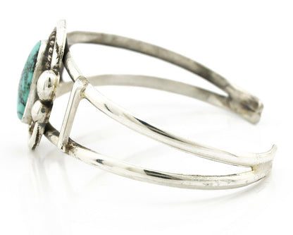 Navajo Bracelet .925 Silver Blue Green Turquoise Artist Signed C Montoya 80's