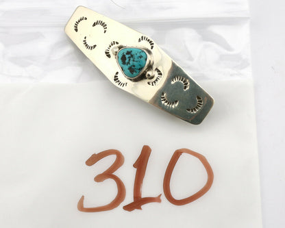 Navajo Hair Clip .925 Silver Blue Turquoise Native American Handmade Barrette