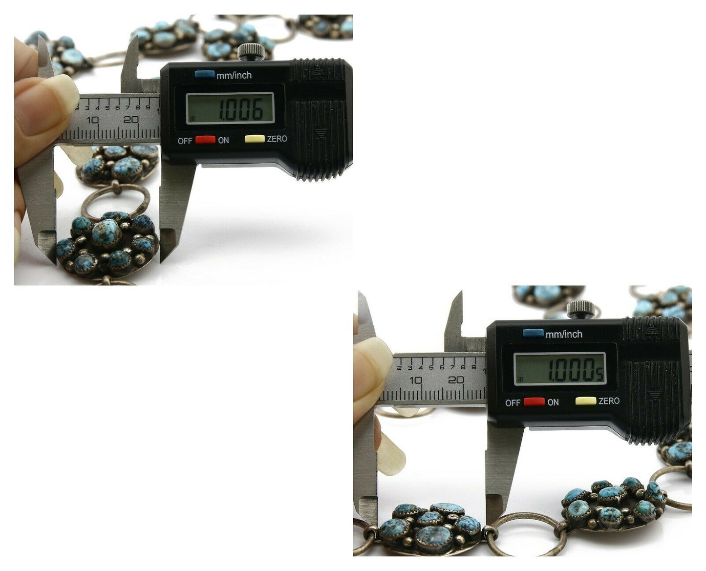 Navajo Concho Belt .925 Silver Rare Gleeson Turquoise Artist Native C. 80's