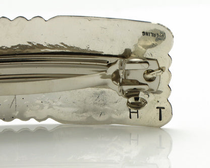 Navajo Hair Clip Barrette .925 Silver Hand Stamped Artist Signed Harold Tom C80s