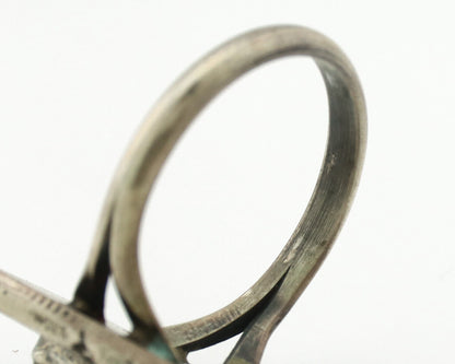 Navajo Ring .925 Silver Spiderweb Turquoise Native Artist C.80's