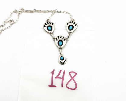 Navajo Necklace .925 Silver Sleeping Beauty Turquoise K Chavez C.80's