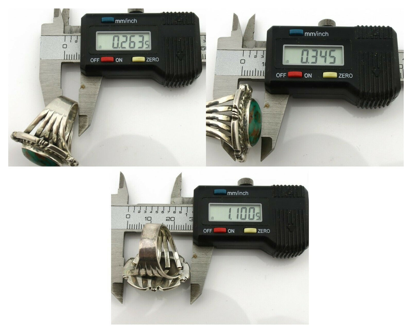 Navajo Ring .925 Silver Royston Turquoise Artist Signed EA C.80's