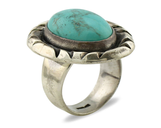 Navajo Ring 925 Silver Turquoise Mountain Artist Signed C Montoya C.80's