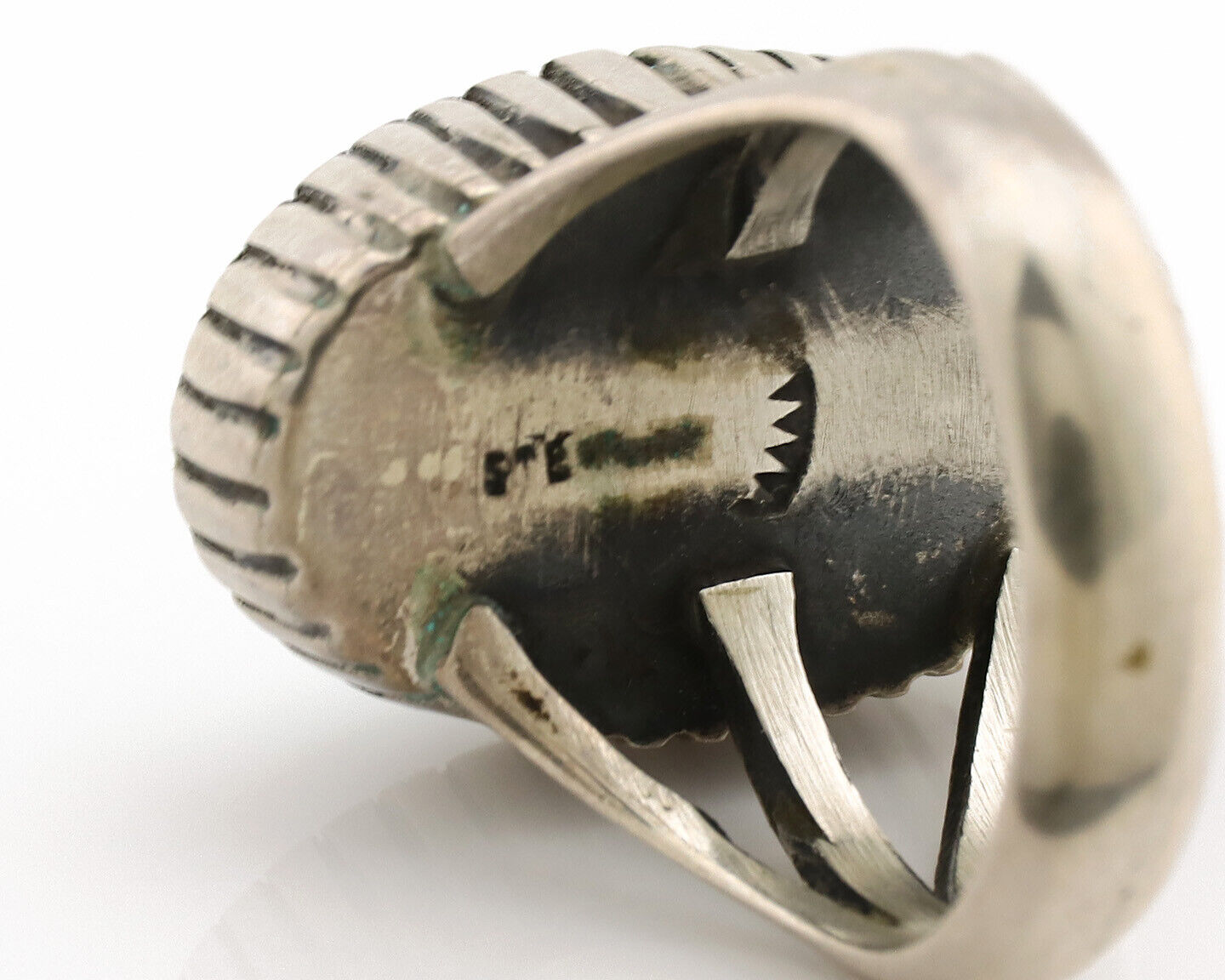 Navajo Ring .925 Silver Natural Blue Turquoise Native American Artist Signed C80