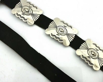Navajo Concho Belt .925 Silver Hand Stamped Artist Mike Begay C.80's