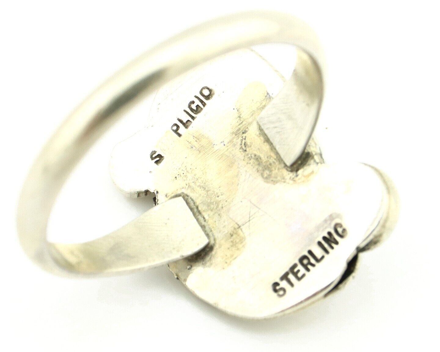 Zuni Ring 925 Silver Spiderweb Turquoise Artist Signed Simplicio C.80's