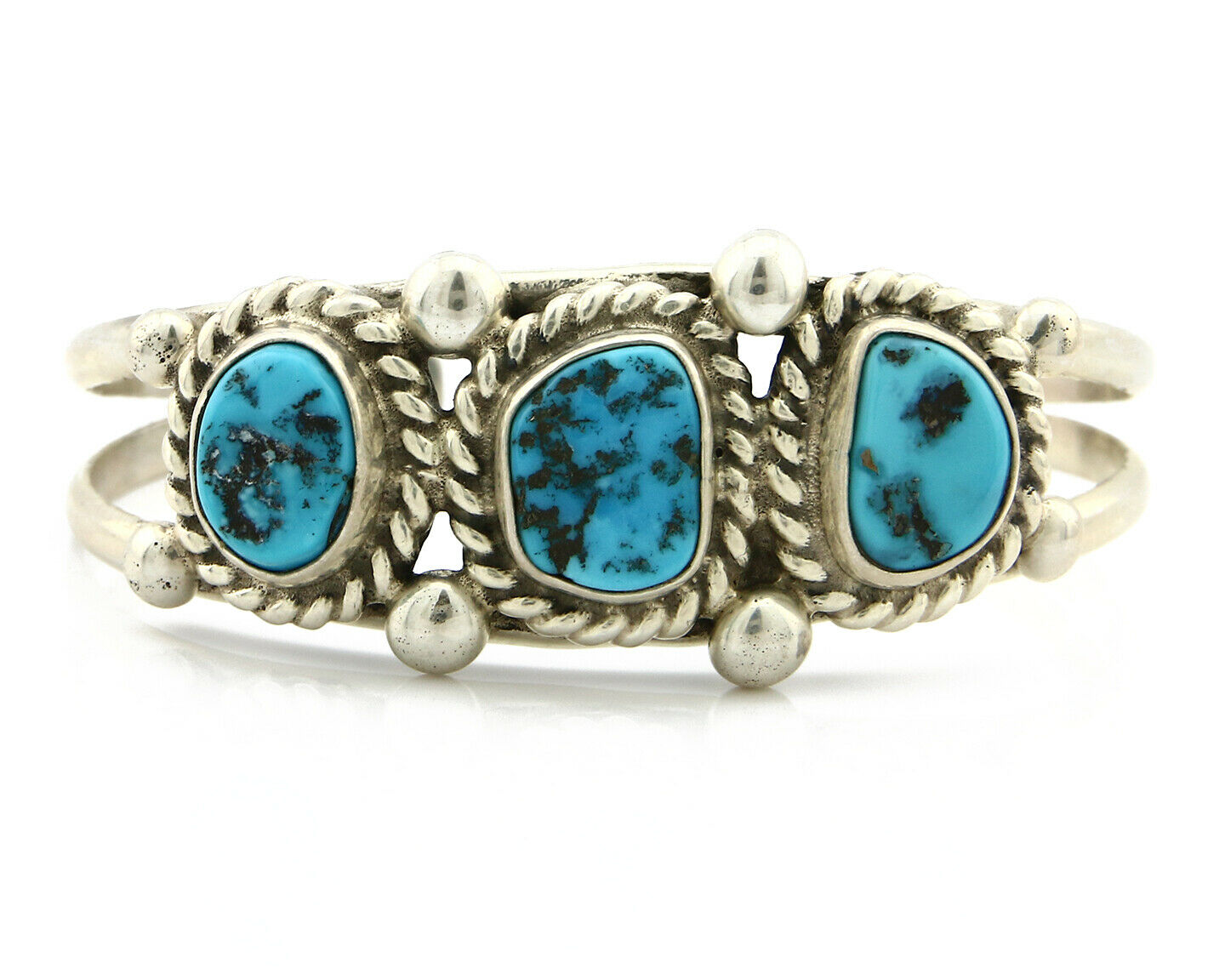 Navajo Bracelet .925 Silver Sleeping Beauty Turquoise Native C.80's