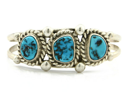 Navajo Bracelet .925 Silver Sleeping Beauty Turquoise Native C.80's