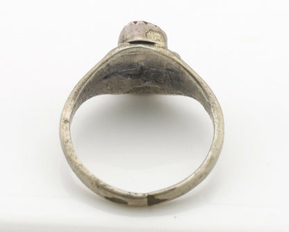 Zuni Ring .925 Silver Natural Turquoise & Coral Native American Artist C.1980's