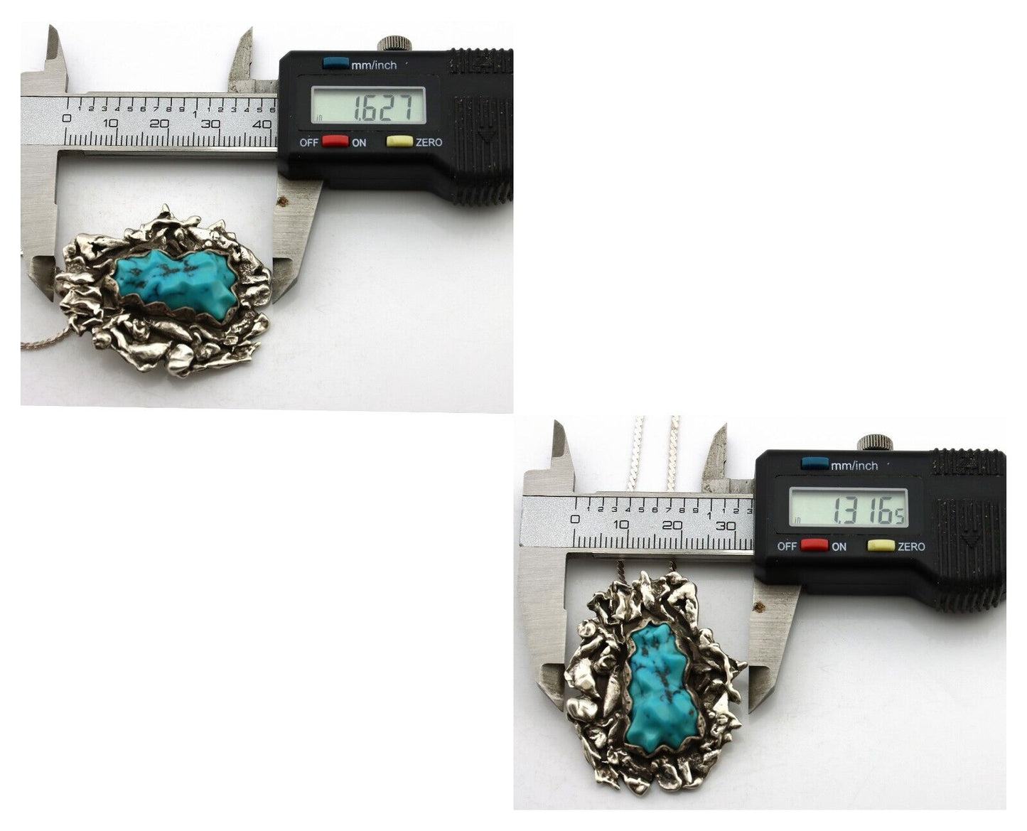 Navajo Necklace 925 Silver Blue Turquoise Native American Artist Signed C.80's