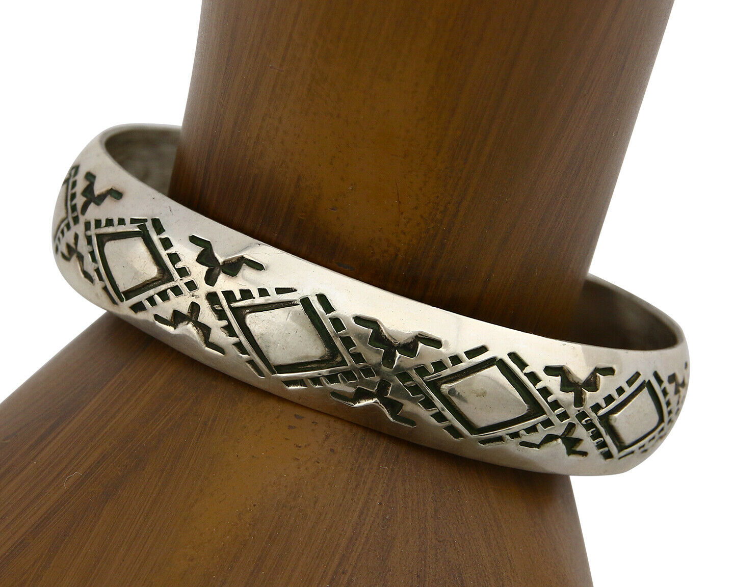 Navajo Bracelet .925 Silver Hand Stamped Artist Signed Tracy C.80's