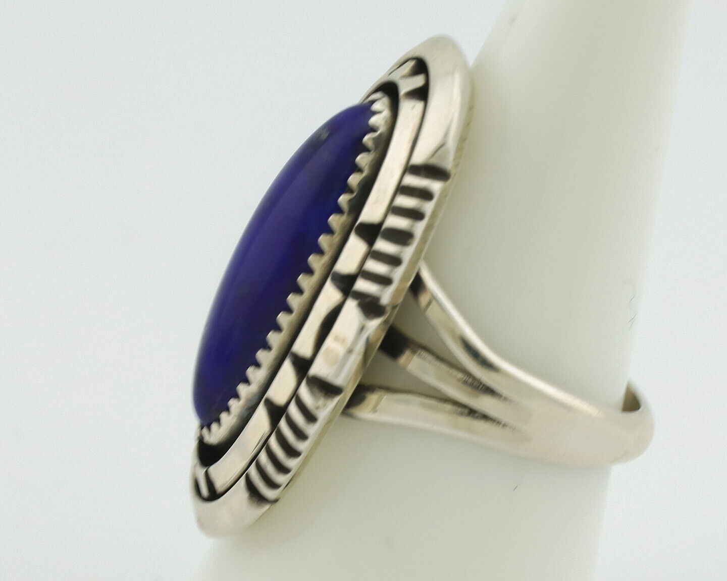 Navajo Ring 925 Silver Natural Lapis Lazuli Artist Signed William Denetdale C80s