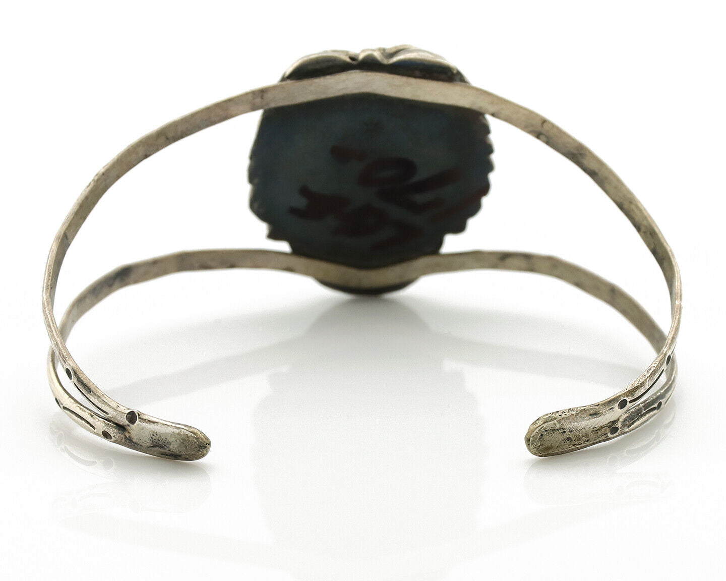 Navajo Bracelet .925 Silver Powder Blue Natural Turquoise Signed Sun C.80's