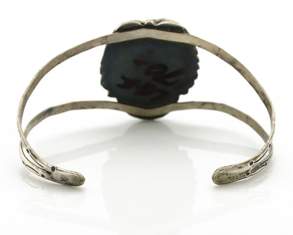 Navajo Bracelet .925 Silver Powder Blue Natural Turquoise Signed Sun C.80's