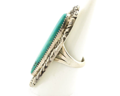 Navajo Ring 925 Silver Natural Blue Gem Turquoise Artist Signed Mike Begay C.80s