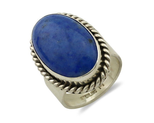 Navajo Ring 925 Silver Natural Lapis Artist Signed Wilbur Musket Jr C.80's