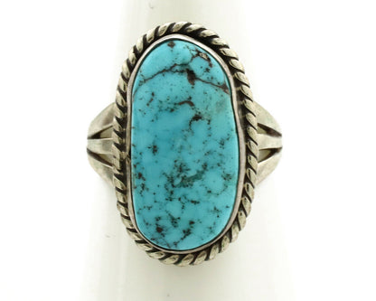 Navajo Ring .925 Silver Blue Turquoise Native American Artist C.1980's