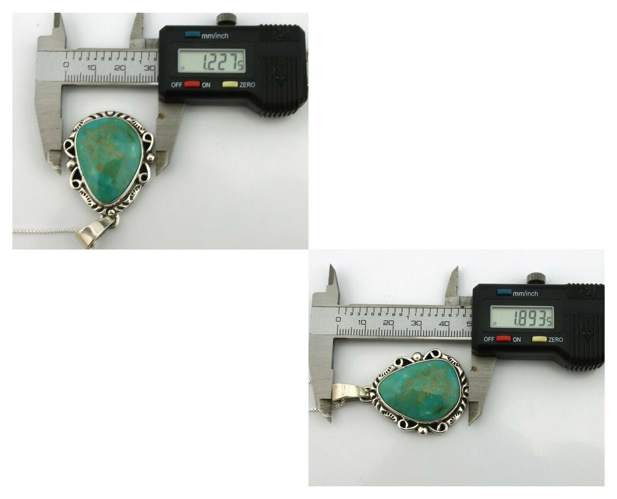 Navajo Pendant .925 Silver Kingman Turquoise Artist Signed Gecko C.80's
