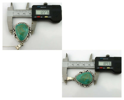 Navajo Pendant .925 Silver Kingman Turquoise Artist Signed Gecko C.80's