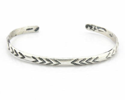 Navajo Bracelet .925 Silver Hand Stamped Arrow Head Artist I Montoya C.80's