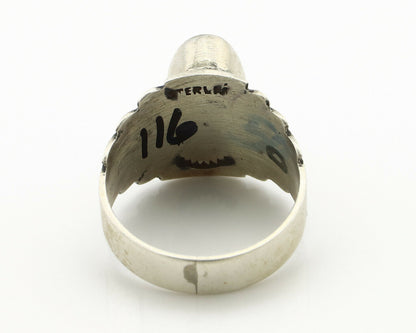 Navajo Ring .925 Silver Kingman Turquoise Artist Signed Apache C.80's