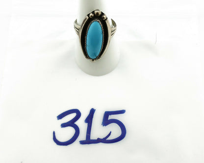 Navajo Ring .925 Silver Natural Blue Turquoise Artist Signed SC C.80's