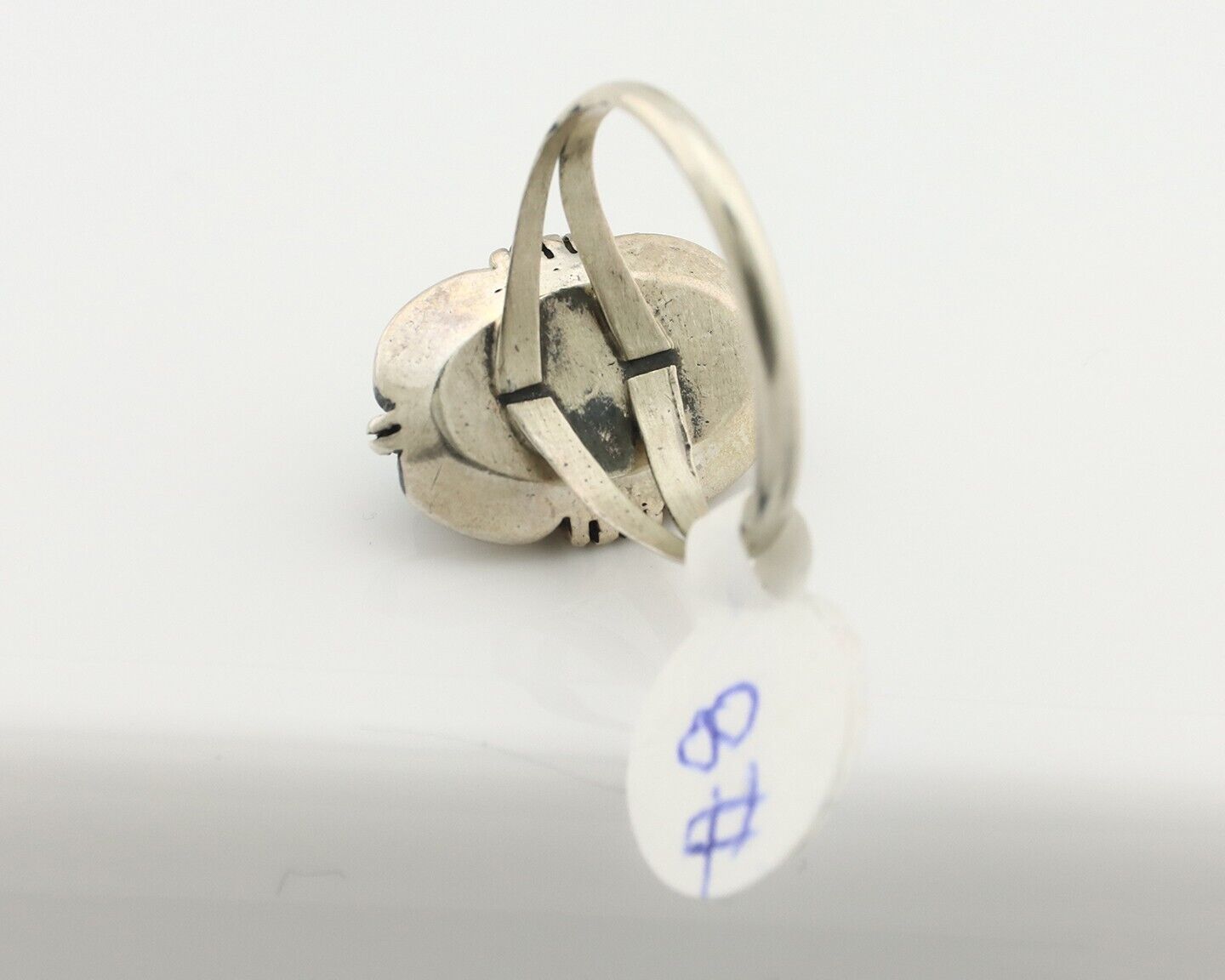 Navajo Ring .925 Silver Blue Gem Turquoise Native American Artist C.80's