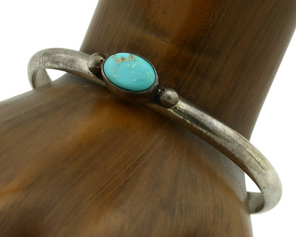 Navajo Bracelet .925 Silver Blue Turquoise Native American Artist C.80's