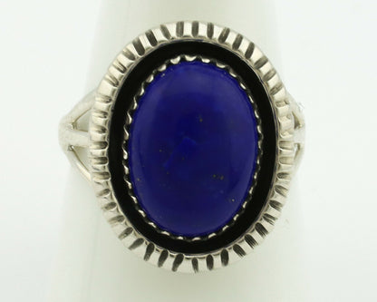 Navajo Ring .925 Silver Natural Lapis Lazuli Native American Artist C.80's