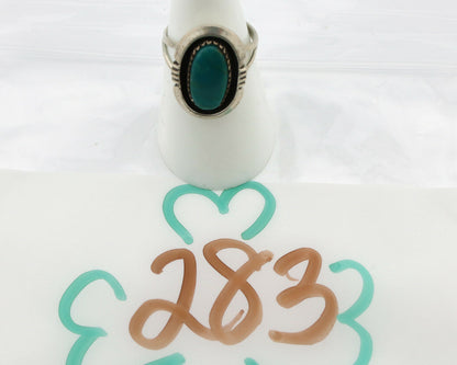 Navajo Ring .925 Silver Kingman Turquoise Native American Artist C.1980's