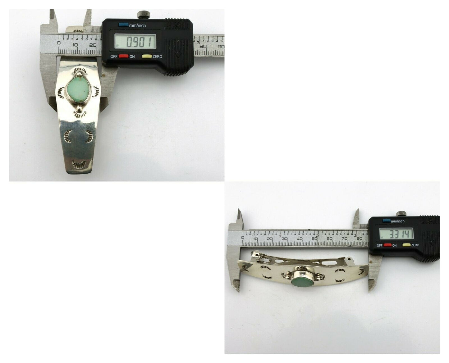 Navajo Hair Clip .925 Silver Globe Turquoise Barrette C.80's