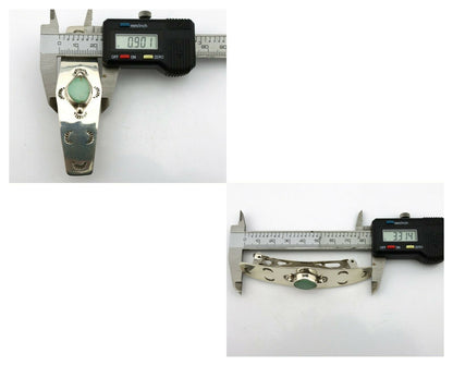 Navajo Hair Clip .925 Silver Globe Turquoise Barrette C.80's