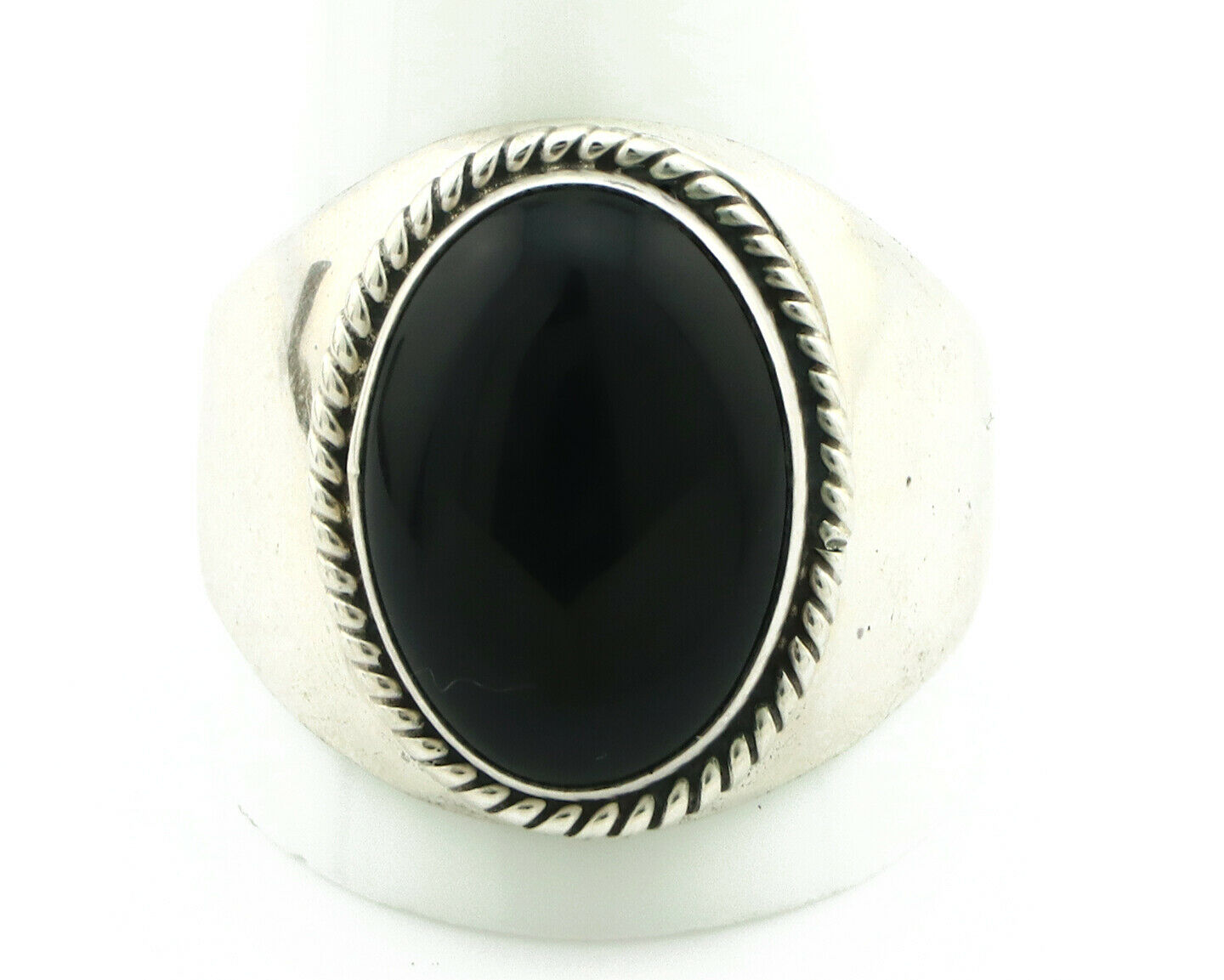 Navajo Ring .925 Silver Handmade Black Onyx Native American Artist C.80's