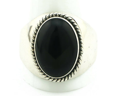Navajo Ring .925 Silver Handmade Black Onyx Native American Artist C.80's