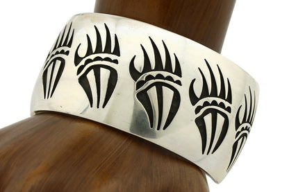Navajo Bracelet .925 Silver Overlay Bagger Paw Signed Artist Floyd Namingha C90s