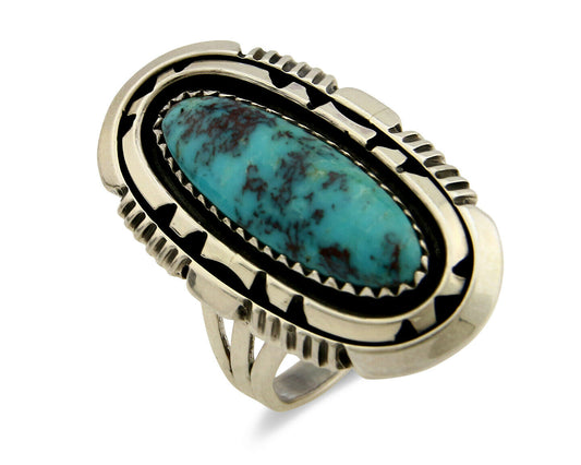 Navajo Ring .925 Silver Bisbee Turquoise Artist William Denetdale Circa 80's
