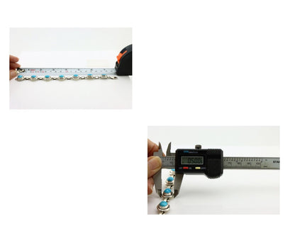 Navajo Link Bracelet .925 Silver Blue Turquoise Native American Artist C.80's