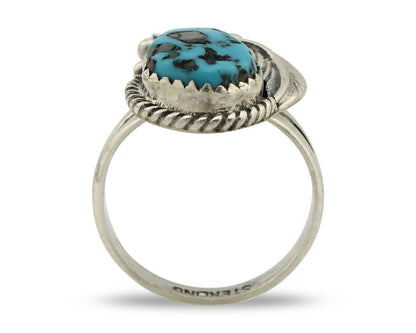 Navajo Ring 925 Silver Natural Blue Turquoise Native American Artist C.80's