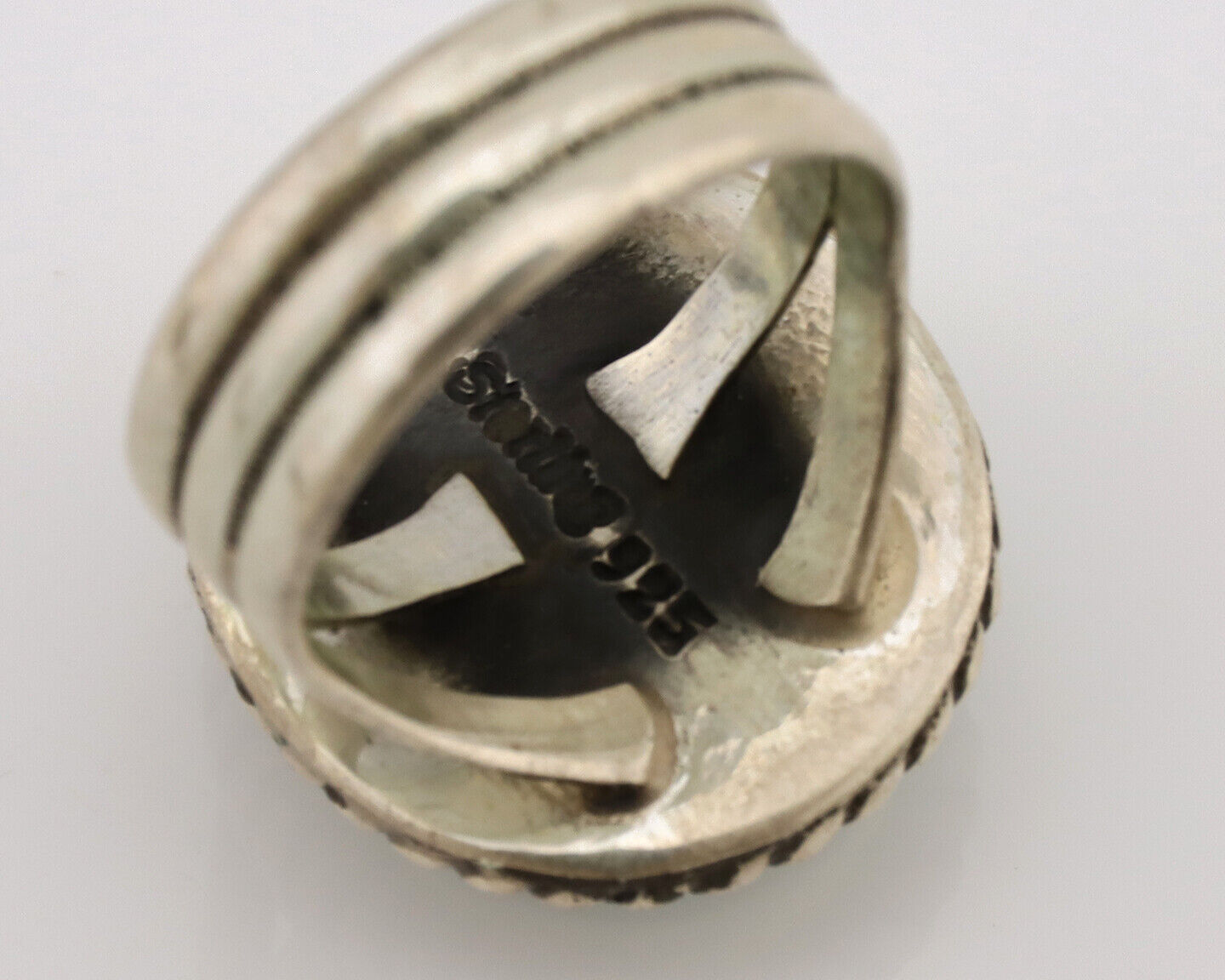 Navajo Ring .925 Silver Natural Kingman Turquoise Native American Artist C.1980s