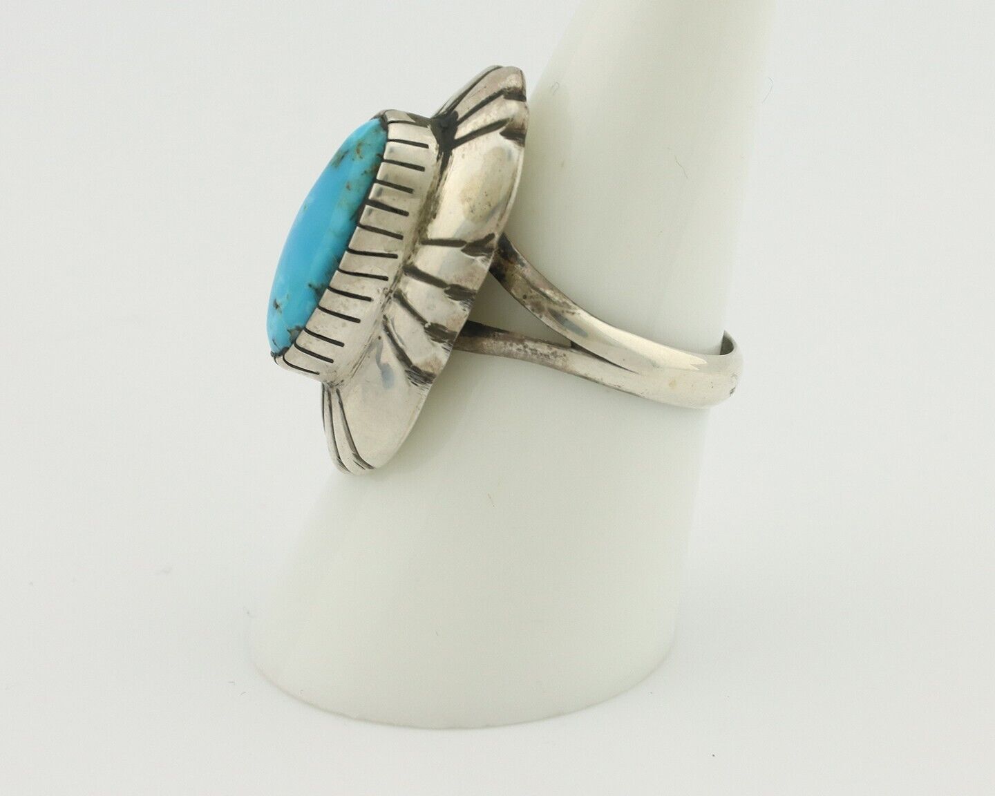 Navajo Ring 925 Silver Natural Blue Turquoise Artist Signed M Montoya C.80's